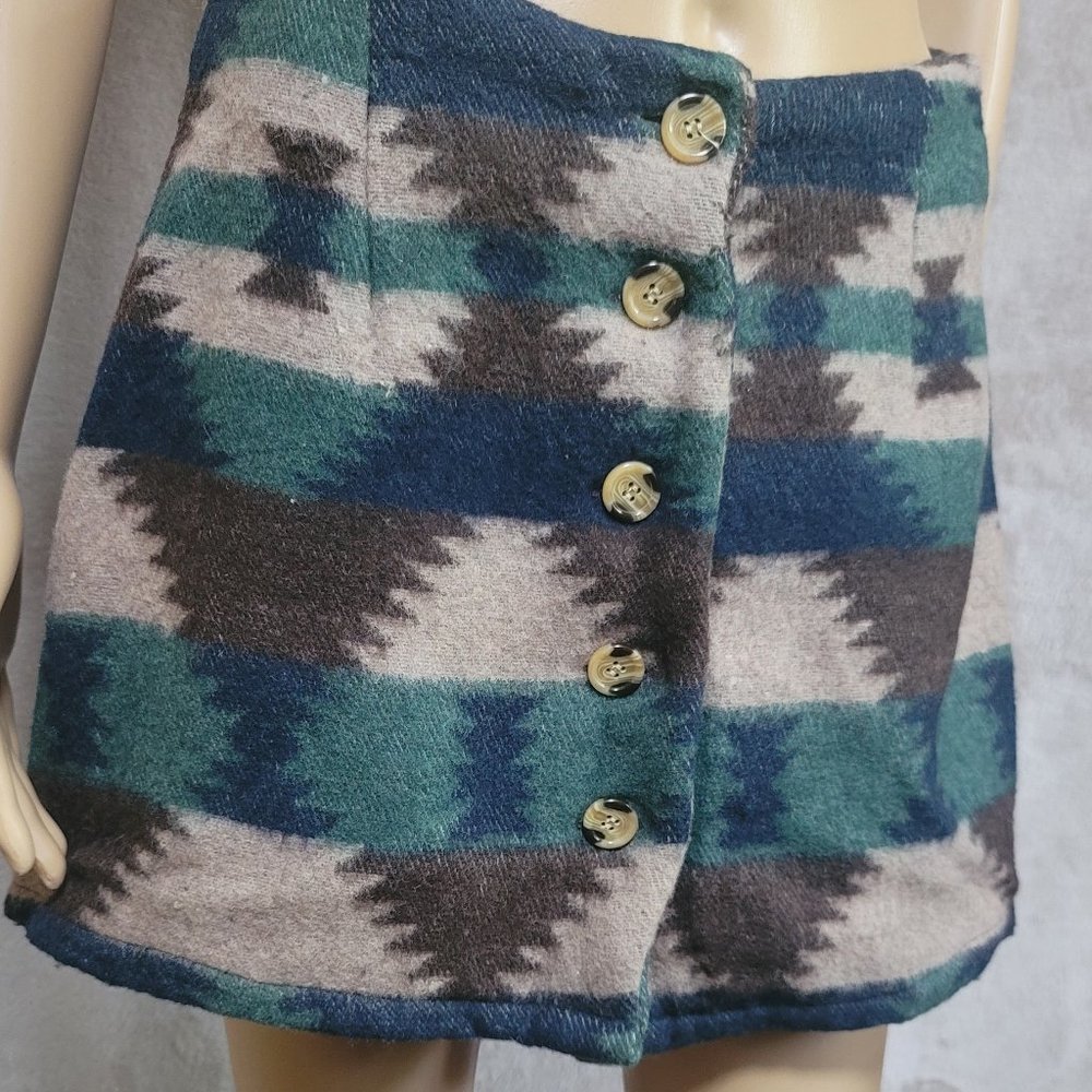 Atlast& Co.  Winter mini skirt USED,  beautiful colors, front opening, warm